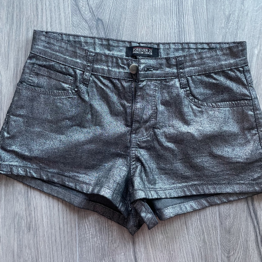 Metallic silver shorts size 27